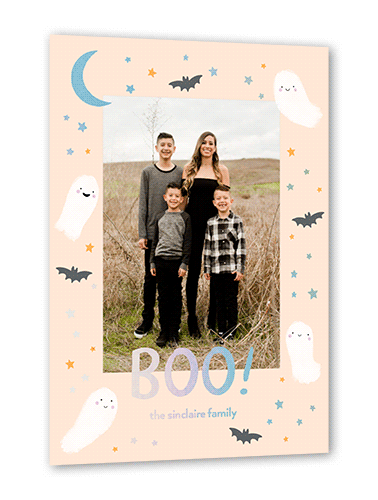Cute Boo 5x7 Orange  Halloween Card