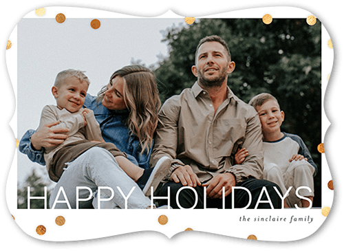 Modern Polka Dot 5x7 White  Holiday Card