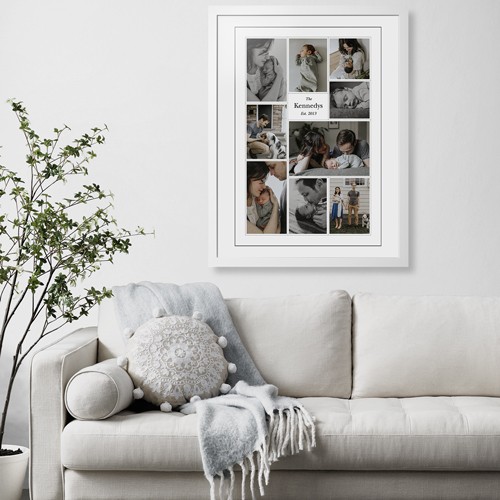 Modern Family Collage Portrait 24x36 White  Framed Print