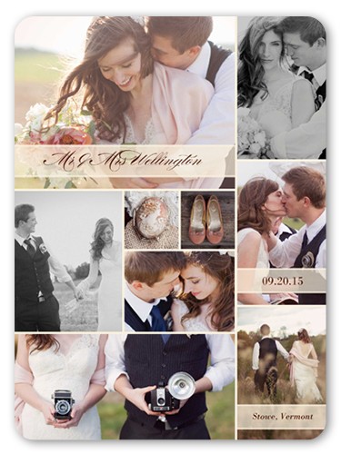 Beige Wedding Photo Cards