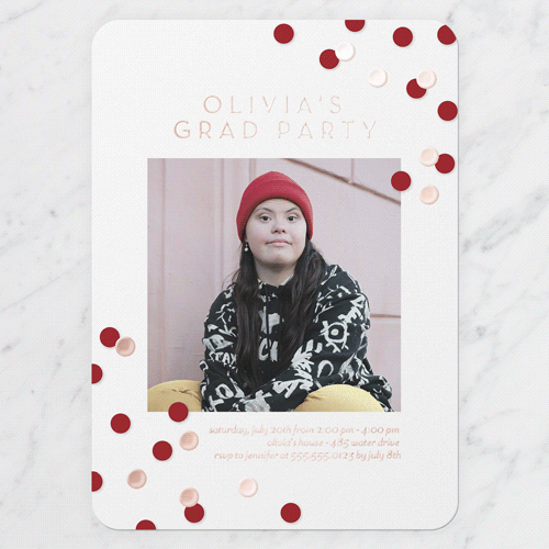 Collegiate Confetti 5x7 White  Graduation Invitation