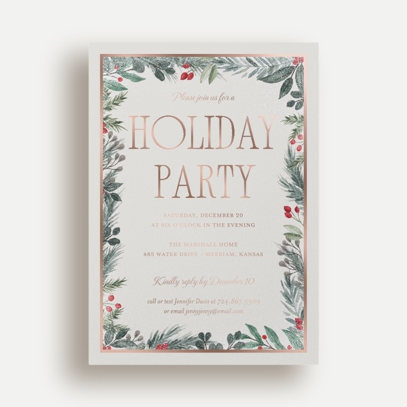 Botanical Border Holiday Invitation