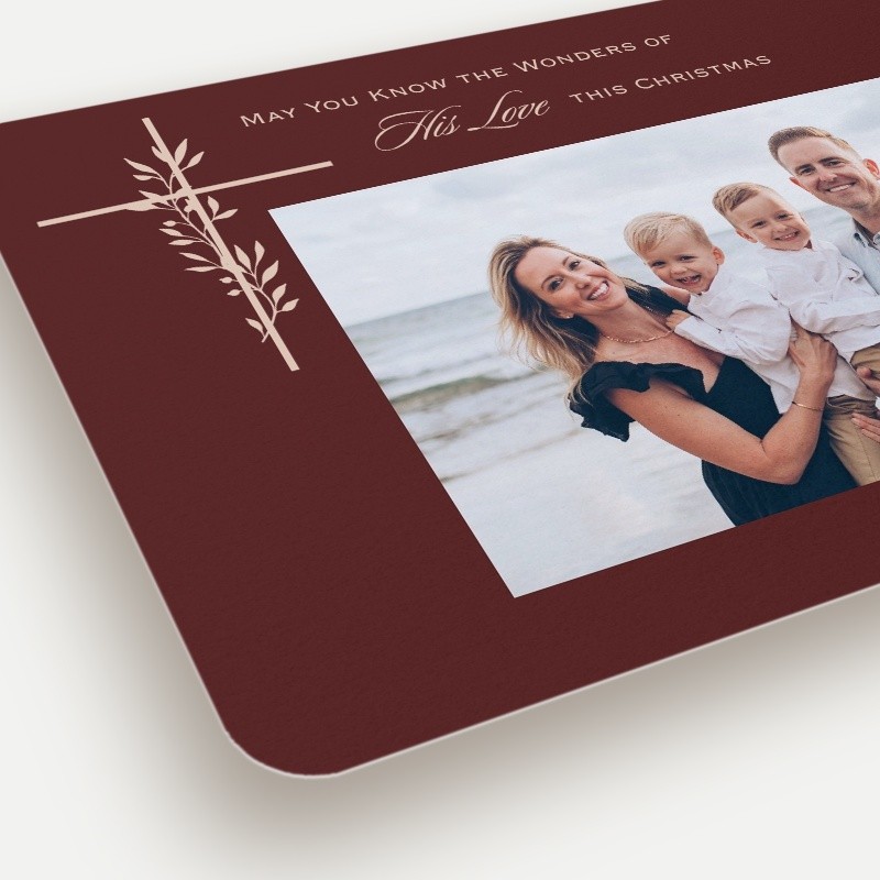 Botanical Cross Religious Christmas Card