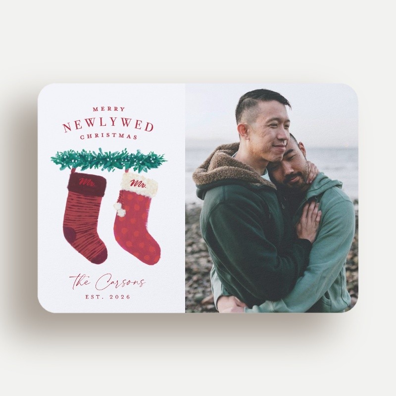 Newlywed Stockings Holiday Card