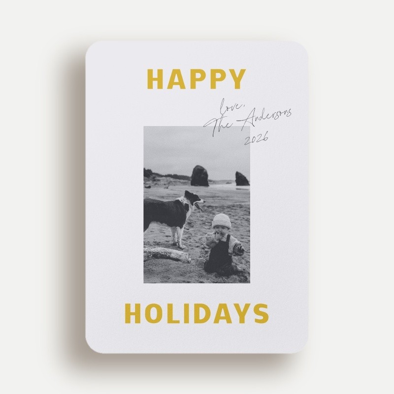 Bold Signature Holiday Card Bold Signature 5x7 Yellow Holiday Card