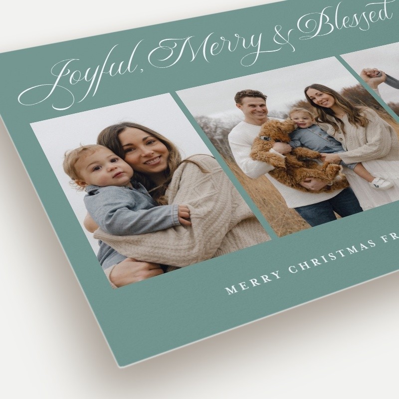 Elegant Script Trio Religious Christmas Card