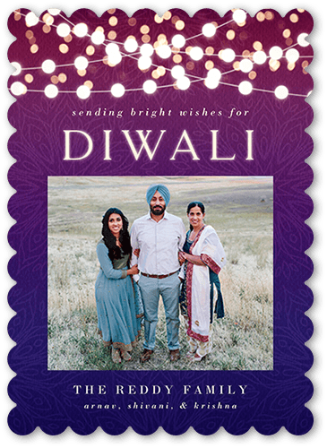 Shining String Lights 5x7 White  Diwali Card