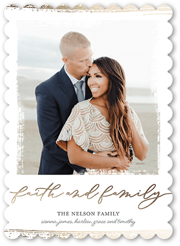 Brushed Barrier 5x7 White  Holiday Card