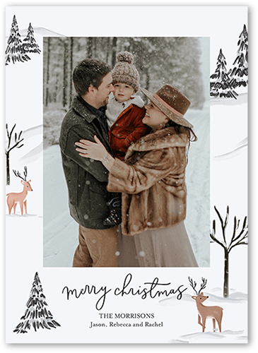 Winter Wonders 5x7 White  Holiday Card