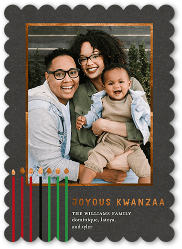Simple Candles 5x7 Black  Kwanzaa Card
