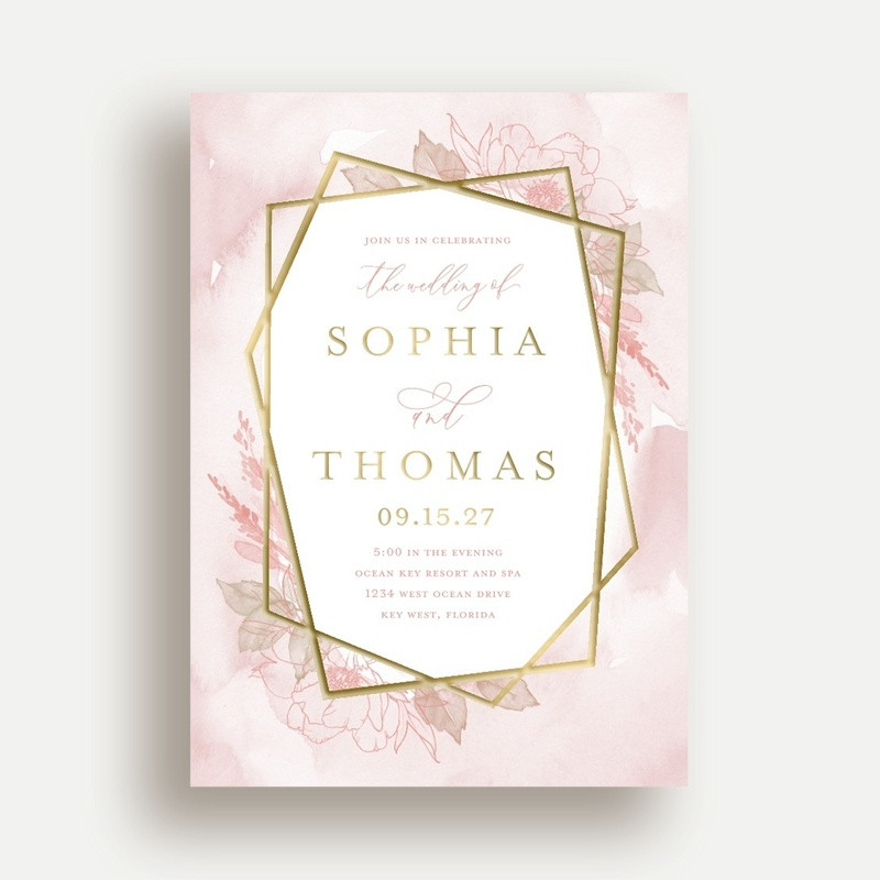 Pink And Gold Wedding Invitations