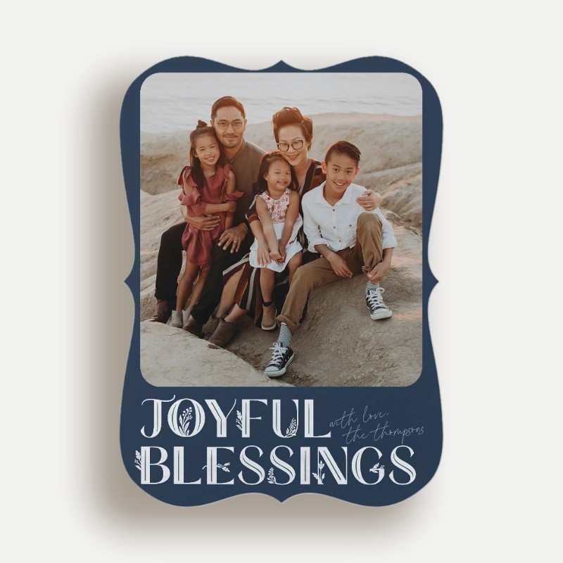Religious Christmas Cards: Deco Botanical 5x7 Portrait Flat Gray 1 Photo Pearl Shimmer Cardstock Bracket Shutterfly