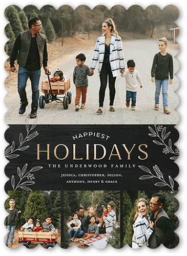 Traditional Timber 5x7 Black  Holiday Card