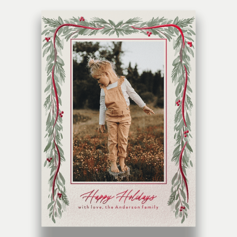 Pine Garland Frame Holiday Card