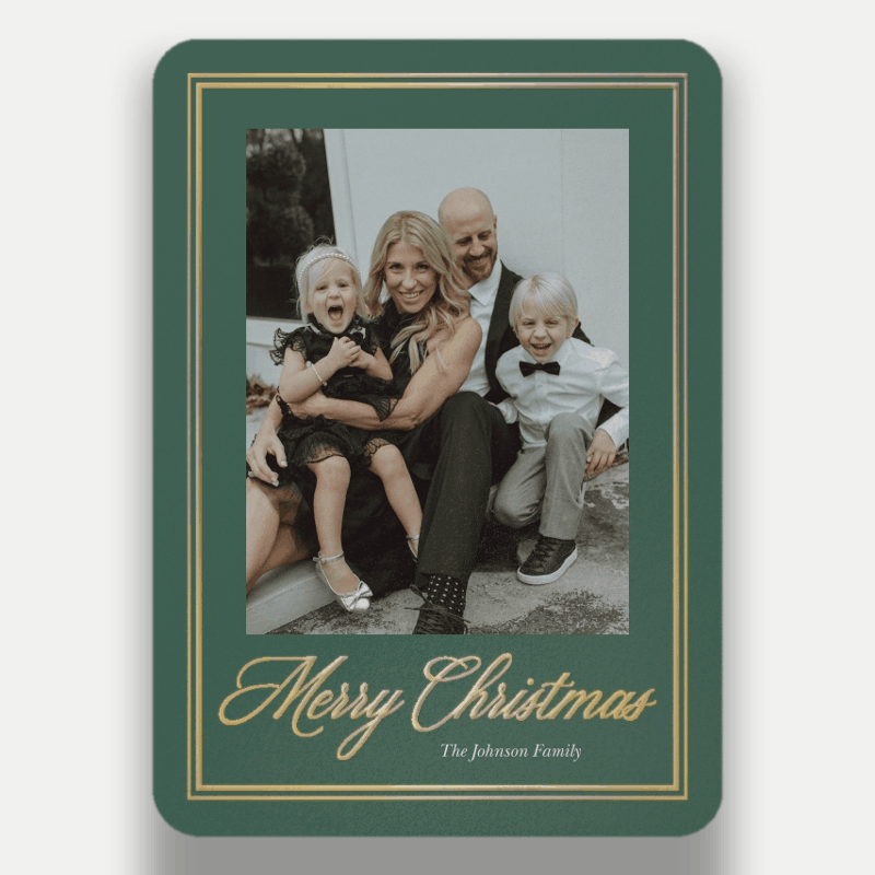 Script Border Holiday Card Script Border 5x7 Green Holiday Card