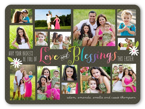 Baskets Of Blessings 6x8 Gray  Easter Card