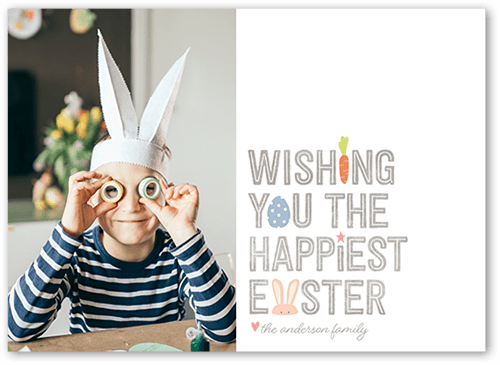 Bunny Icons 5x7 White  Easter Card