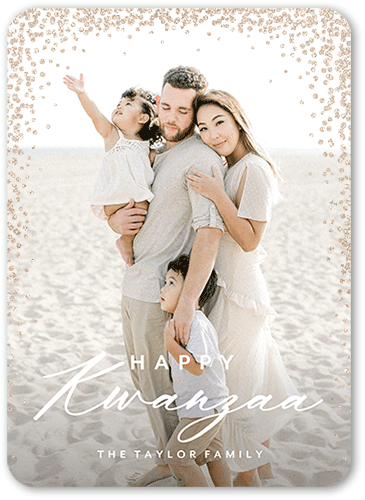 Confetti Corners 5x7 White  Holiday Card