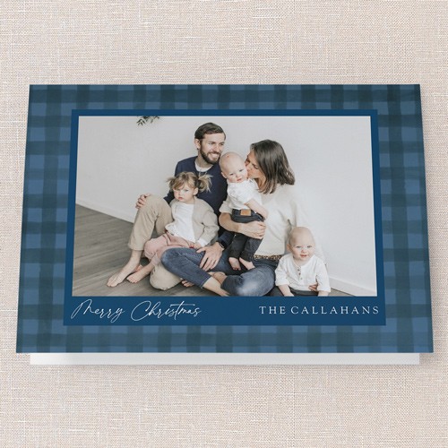 Pleasant Plaid 5x7 Blue  Holiday Card