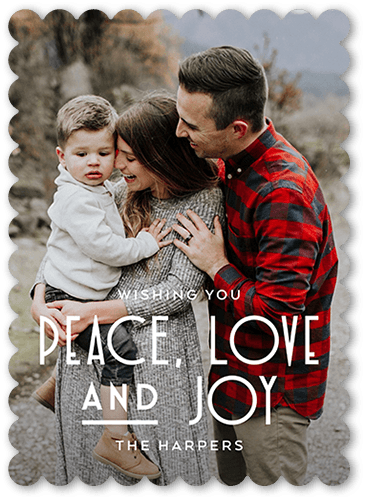 Elegant Wishing 5x7 White  Holiday Card