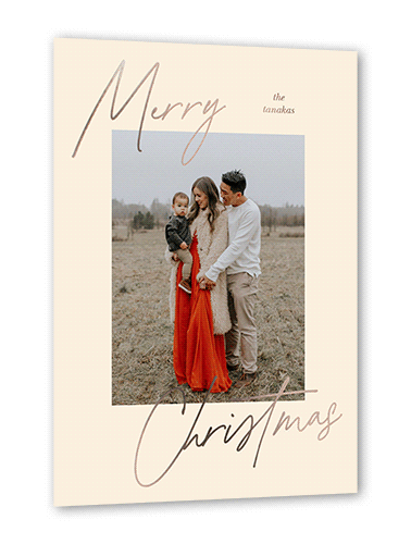 Lettered Photo 5x7 Beige  Holiday Card
