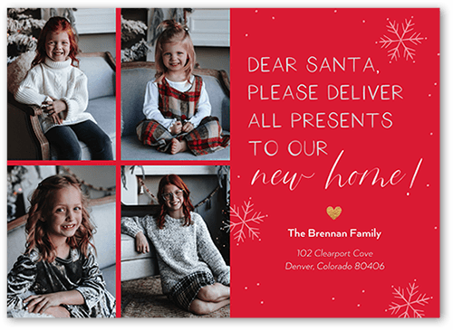 Santa Update 5x7 Red  Moving Announcement