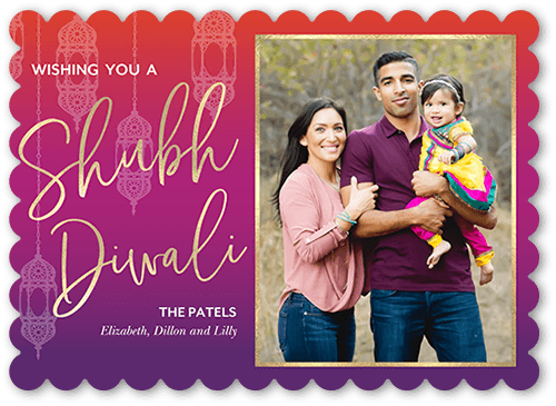 Lantern Pattern 5x7 Purple  Diwali Card