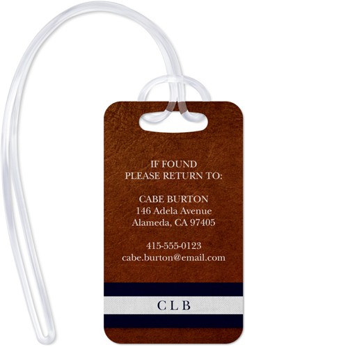 Initial Stripe Banner 2x3 Brown  Luggage Tag