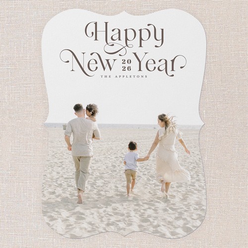 Elegant Overlay 5x7 Gray  New Year's Card