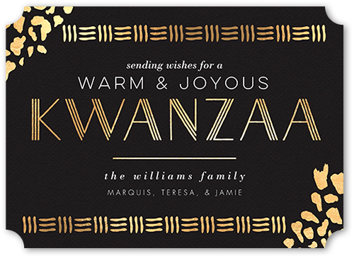 Patterned Corners 5x7 Gray  Kwanzaa Card