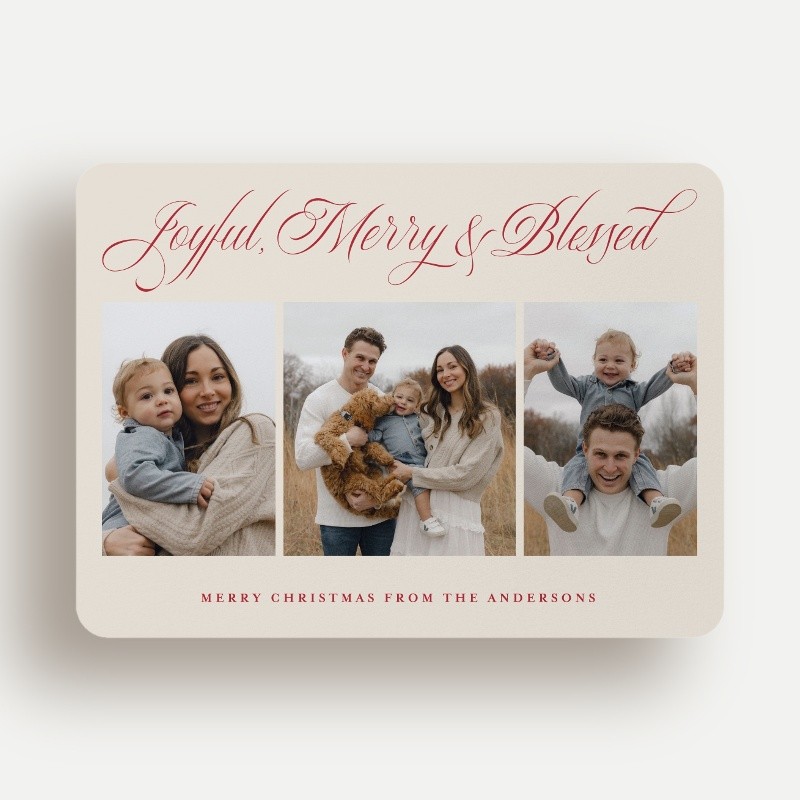 Elegant Script Trio Religious Christmas Card
