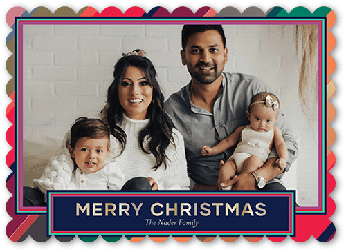 Sherbert Stripes 5x7 Pink  Holiday Card