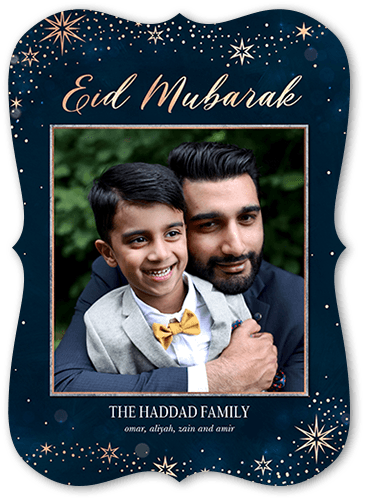 Lustrous Background 5x7 Blue  Eid Card