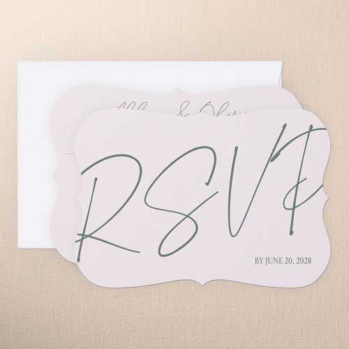Wedding RSVP Cards: Refined Penmanship 3.5x5 Flat Beige Signature Smooth Cardstock Bracket Shutterfly