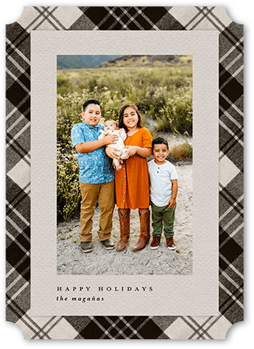 Intricate Plaid 5x7 Gray  Holiday Card