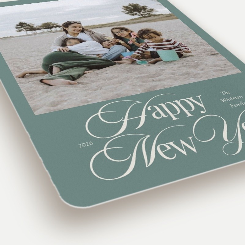 Stacked Script Holiday Card Stacked Script 6x8 Green Holiday Card