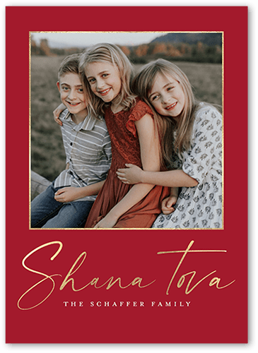 Slim Script 5x7 Red  Rosh Hashanah Card