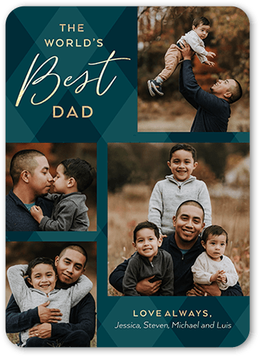 Best Dad Plaid 5x7 Blue  Father's Day Card
