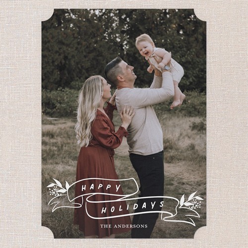 Festive Flourish 5x7 White  Holiday Card