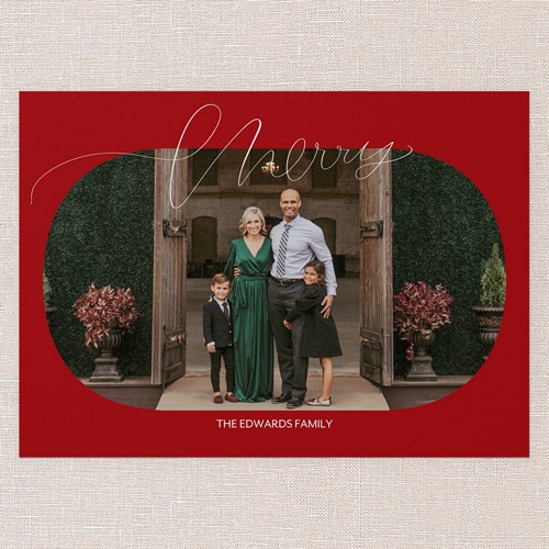 Rounded Cheer 5x7 Red  Holiday Card