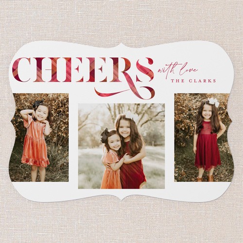 Lively Plaid 5x7 Red  Holiday Card