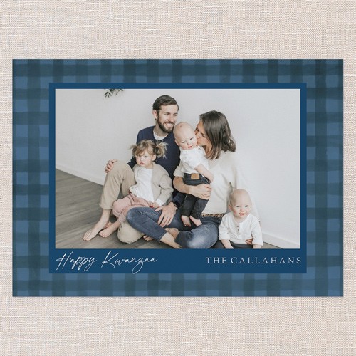 Pleasant Plaid 5x7 Blue  Holiday Card