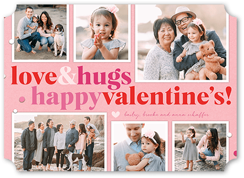 Confetti Hugs 5x7 Pink  Valentine's Day Card