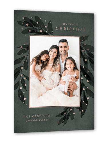 Shining Berries 5x7 Beige  Holiday Card