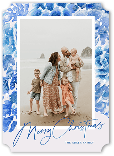 Touch of Color 5x7 Blue  Holiday Card