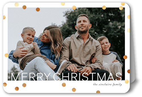 Modern Polka Dot 5x7 White  Holiday Card