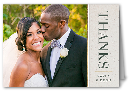 Captivating Couple 3x5 Beige  Wedding Thank You Card