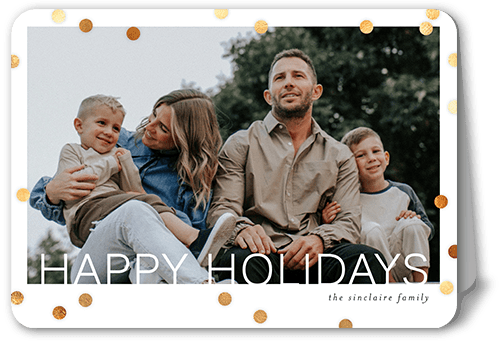 Modern Polka Dot 5x7 White  Holiday Card