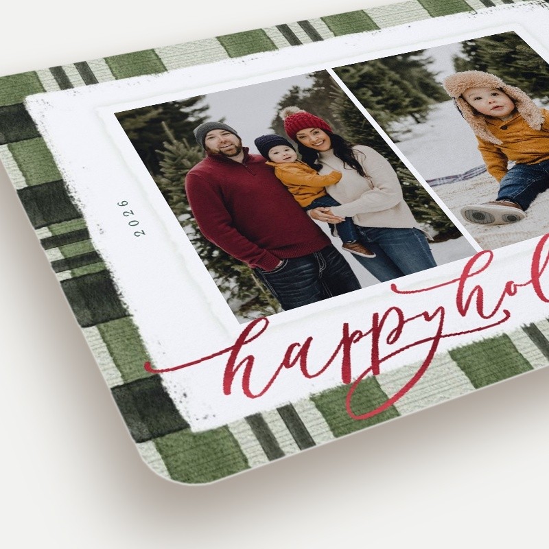 Signed Plaid Holiday Card Signed Plaid 5x7 Green Holiday Card