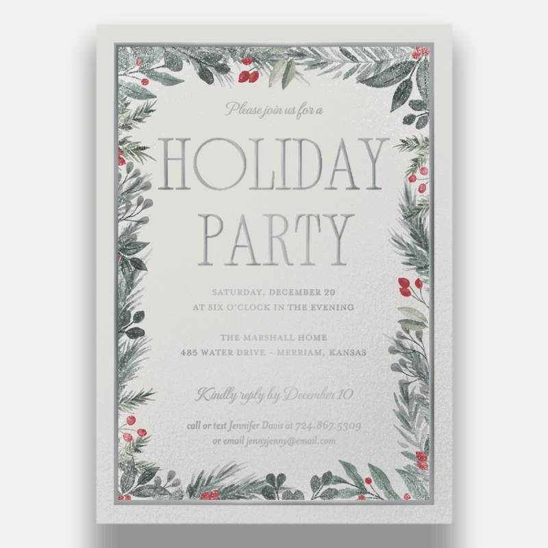 Botanical Border Holiday Invitation